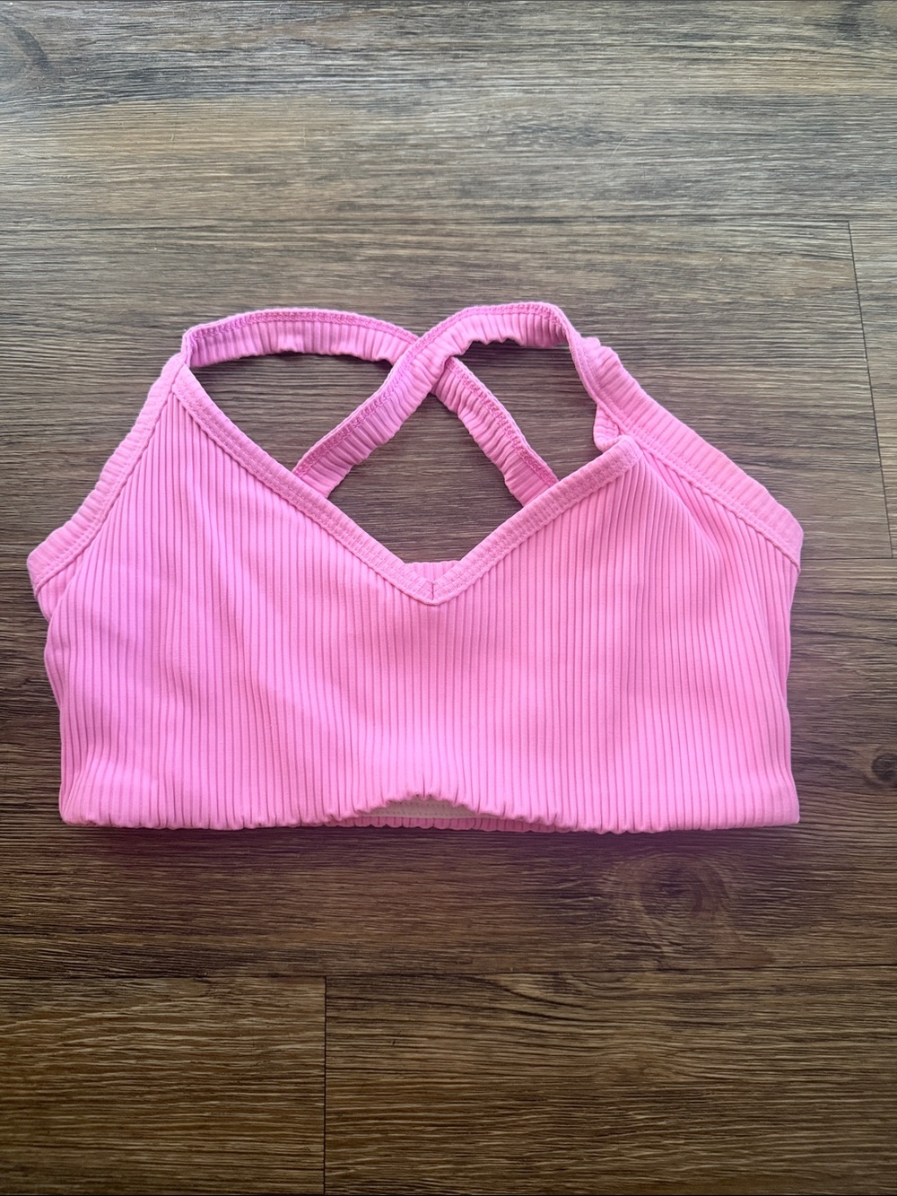Year of Ours Pink Ribbed Cross-Back Bralette